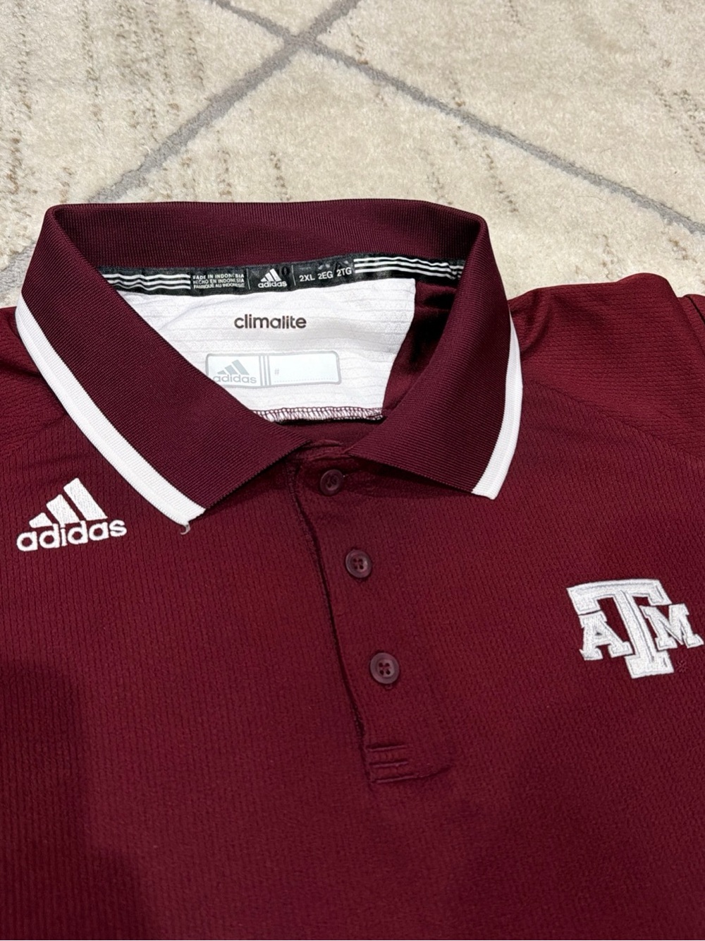 Texas A&M Aggies Shirt Men’s XXL Maroon NCAA Football Adidas Climalite Golf Polo